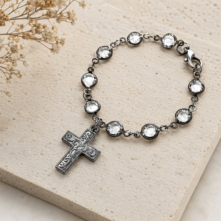 FREE Today:  Rhinestone Bead Cross Bracelet & Car Hanging Ornament: Emblem of Steadfast Heavenly Safeguard - image 7