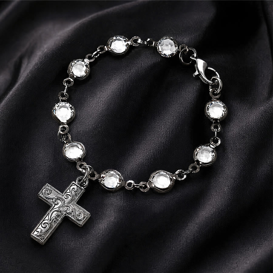 Christianartworkshop Rhinestone Bead Cross Bracelet & Car Hanging Ornament: Emblem of Steadfast Heavenly Safeguard - image 5