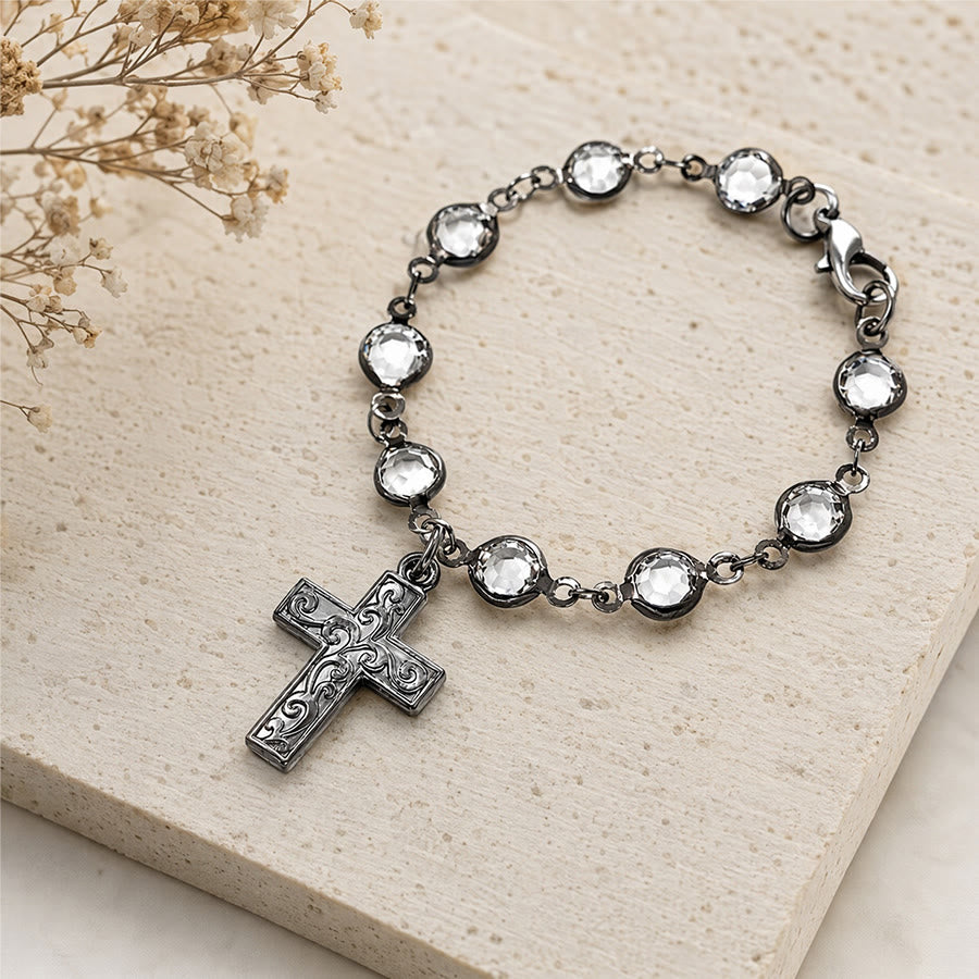 Christianartworkshop Rhinestone Bead Cross Bracelet & Car Hanging Ornament: Emblem of Steadfast Heavenly Safeguard - image 7