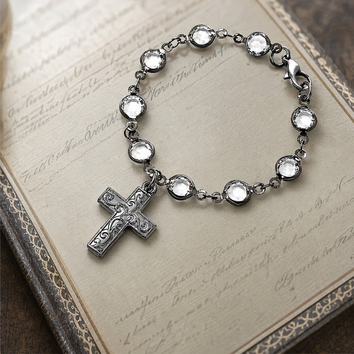 FREE Today:  Rhinestone Bead Cross Bracelet & Car Hanging Ornament: Emblem of Steadfast Heavenly Safeguard - image 4