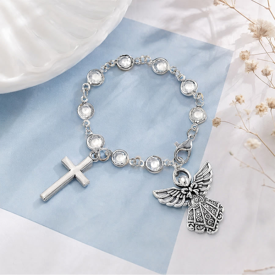 Christianartworkshop Rhinestone Bead Cross Bracelet & Car Hanging Ornament: Emblem of Steadfast Heavenly Safeguard - image 19