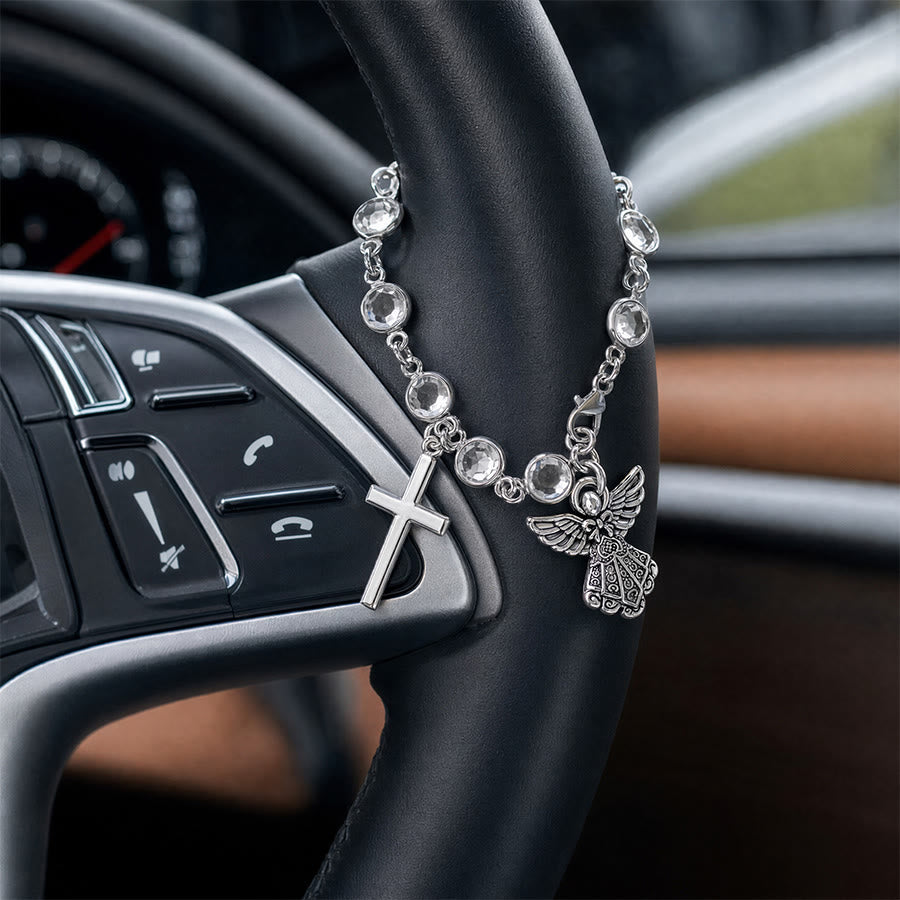 FREE Today:  Rhinestone Bead Cross Bracelet & Car Hanging Ornament: Emblem of Steadfast Heavenly Safeguard - Cross&Angel - image 16