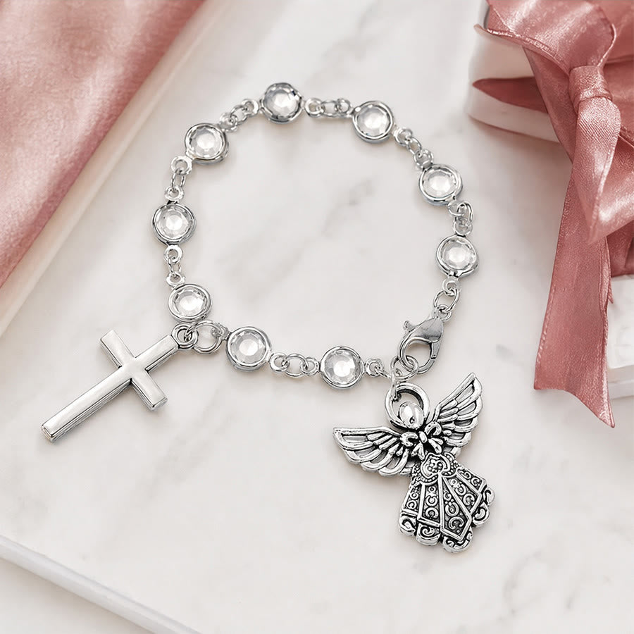 Christianartworkshop Rhinestone Bead Cross Bracelet & Car Hanging Ornament: Emblem of Steadfast Heavenly Safeguard - image 17