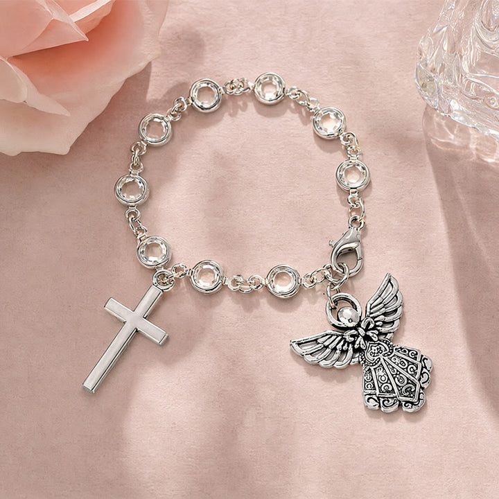 Christianartworkshop Rhinestone Bead Cross Bracelet & Car Hanging Ornament: Emblem of Steadfast Heavenly Safeguard - image 21