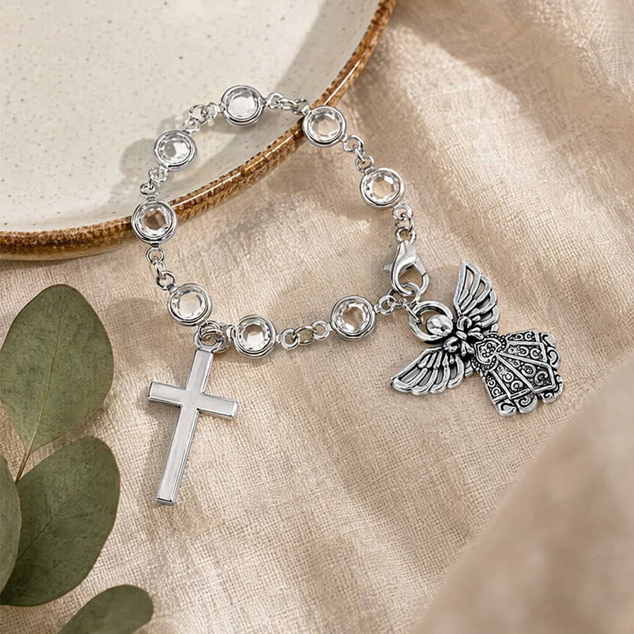 Christianartworkshop Rhinestone Bead Cross Bracelet & Car Hanging Ornament: Emblem of Steadfast Heavenly Safeguard - image 22