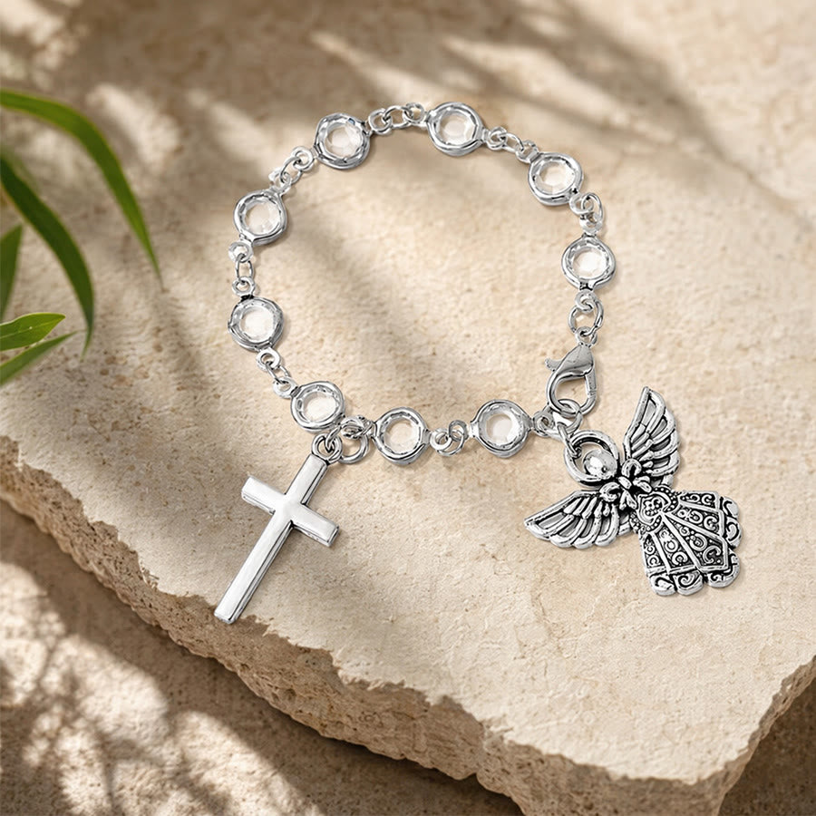 Christianartworkshop Rhinestone Bead Cross Bracelet & Car Hanging Ornament: Emblem of Steadfast Heavenly Safeguard - image 20