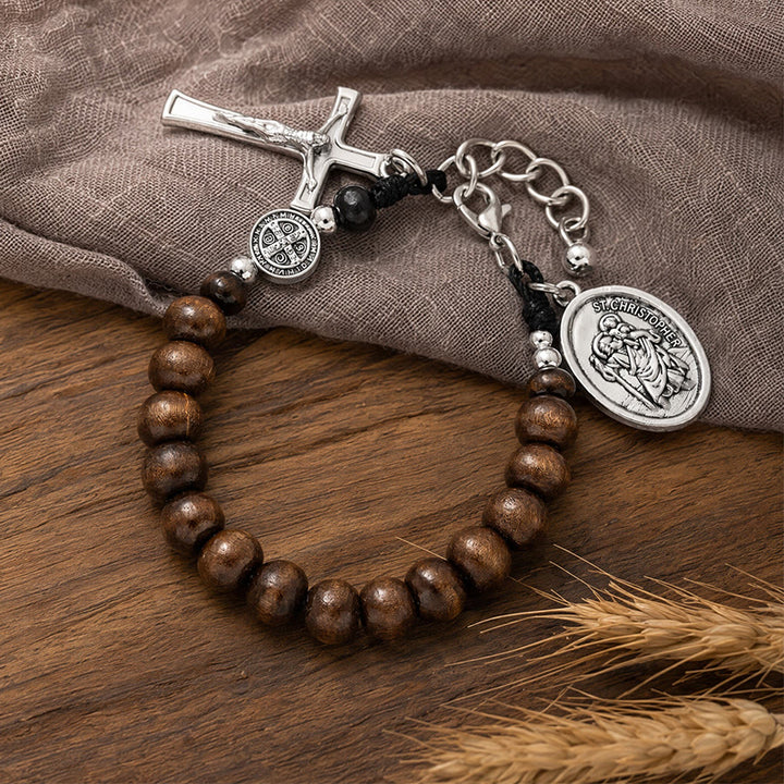 FREE Today: Natural Wood Bead St. Christopher Rosary Bracelet: Emblem of Safe Voyage Heavenly Protection - image 6