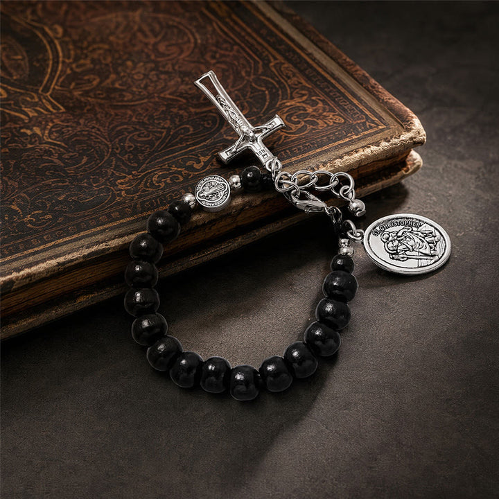 FREE Today: Natural Wood Bead St. Christopher Rosary Bracelet: Emblem of Safe Voyage Heavenly Protection - image 11