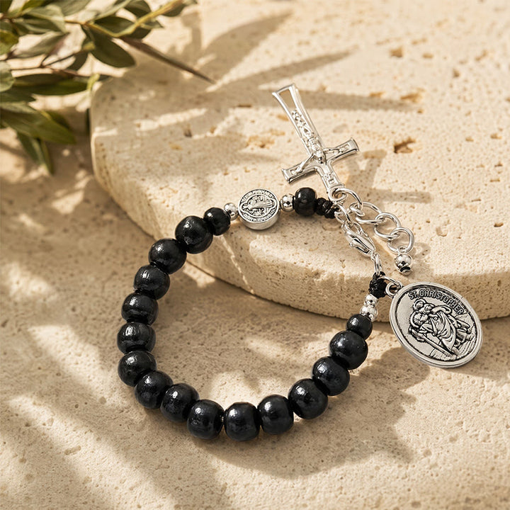 FREE Today: Natural Wood Bead St. Christopher Rosary Bracelet: Emblem of Safe Voyage Heavenly Protection - image 10