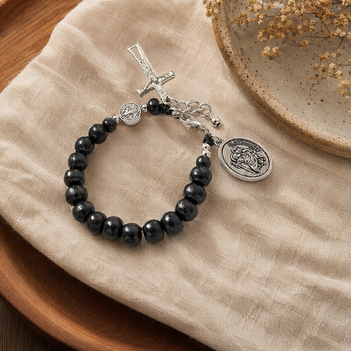 FREE Today: Natural Wood Bead St. Christopher Rosary Bracelet: Emblem of Safe Voyage Heavenly Protection - image 12