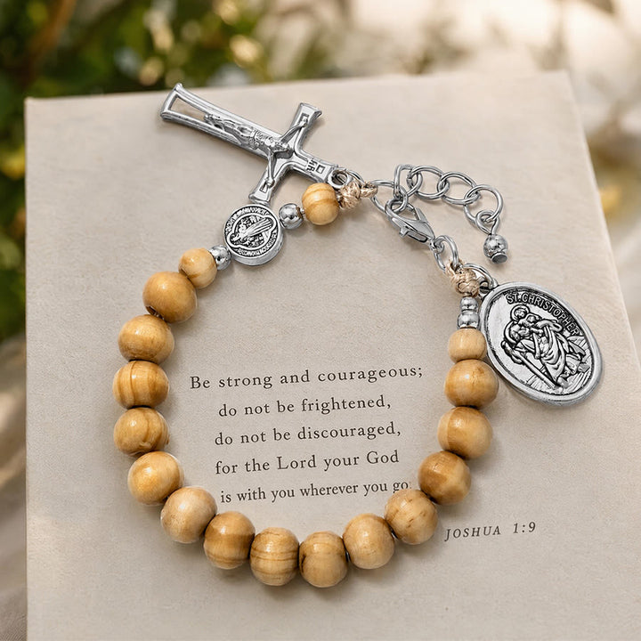 FREE Today: Natural Wood Bead St. Christopher Rosary Bracelet: Emblem of Safe Voyage Heavenly Protection - image 14