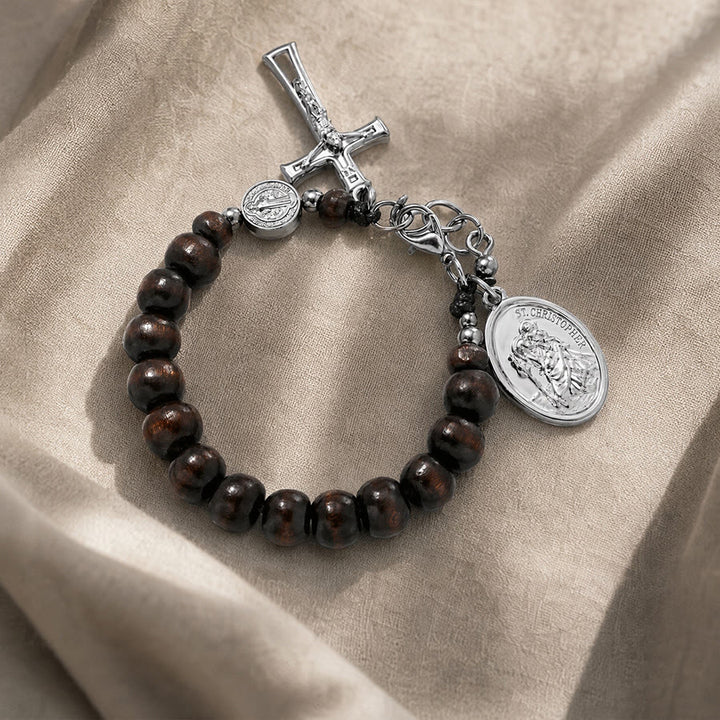 FREE Today: Natural Wood Bead St. Christopher Rosary Bracelet: Emblem of Safe Voyage Heavenly Protection - image 20