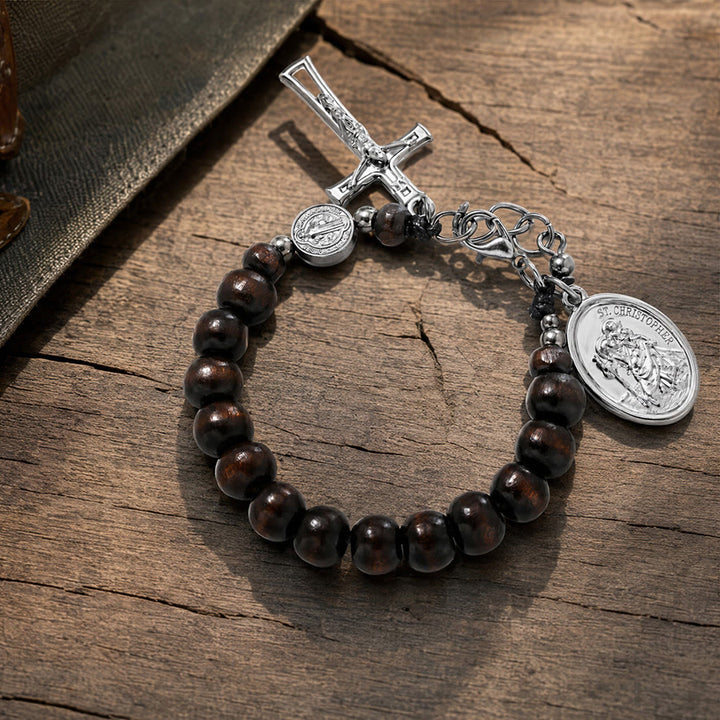 FREE Today: Natural Wood Bead St. Christopher Rosary Bracelet: Emblem of Safe Voyage Heavenly Protection - image 23