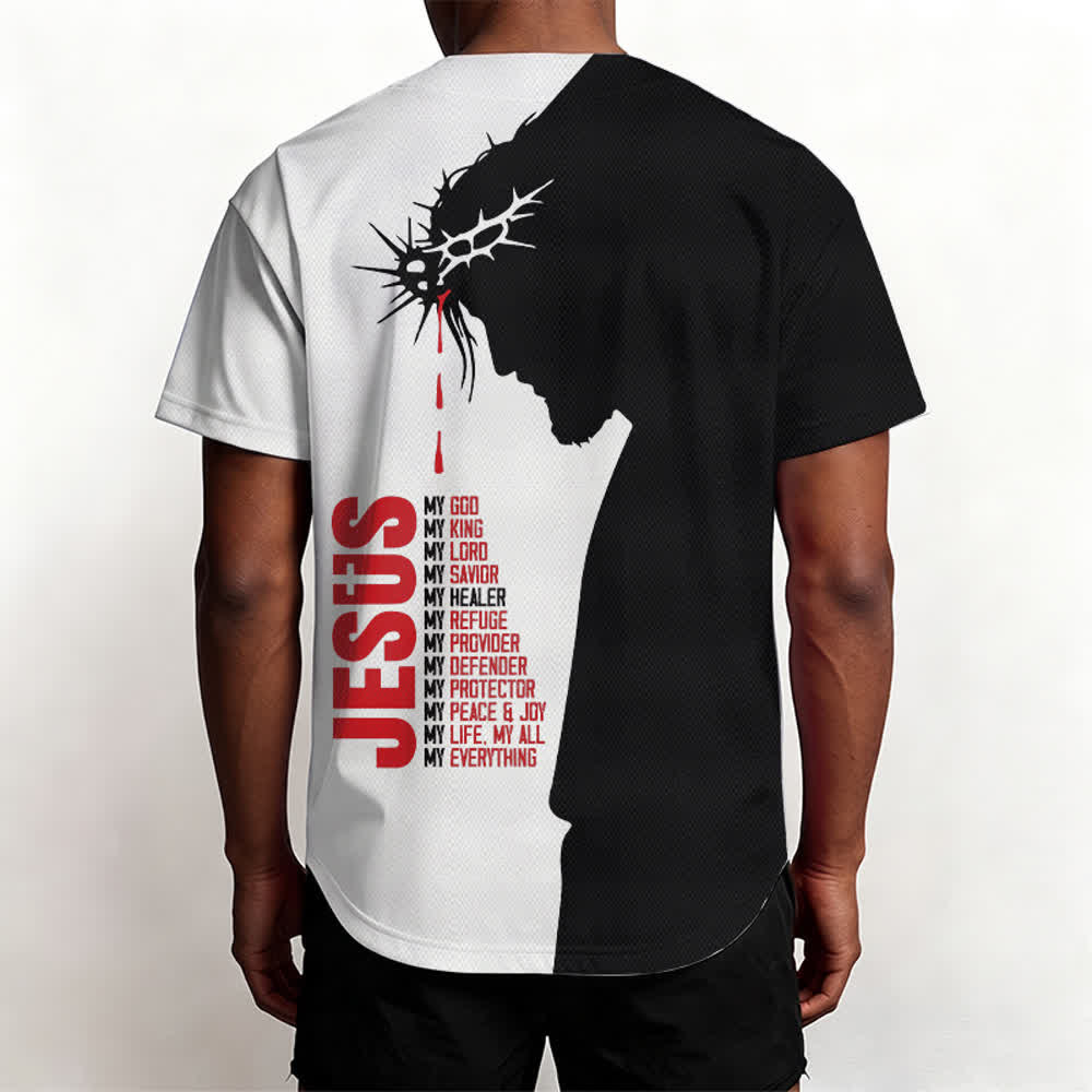 Christianartworkshop Jesus My Everything Split Faith Unisex Baseball Jersey - image 4