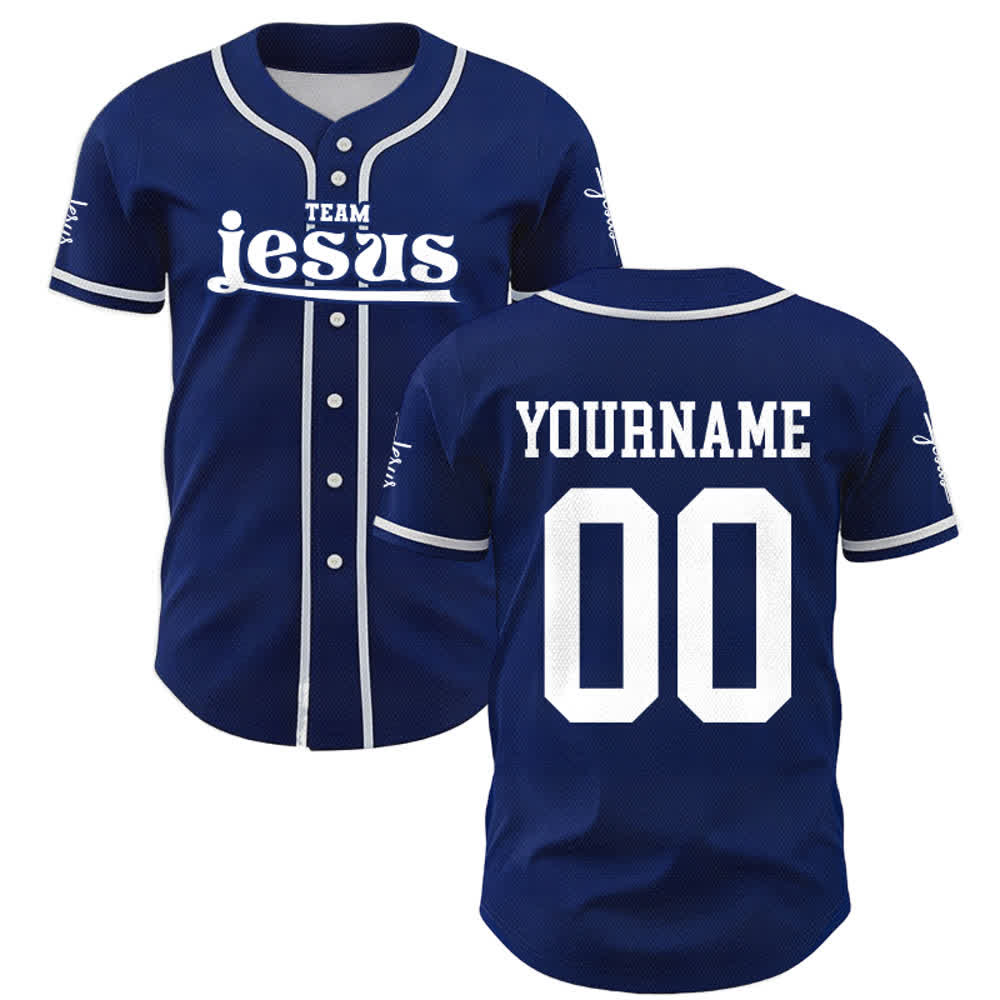 Christianartworkshop Bold Team Jesus Custom Name Number Unisex Custom Baseball Jersey - image 1