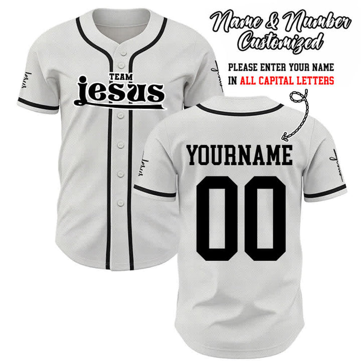 Christianartworkshop Bold Team Jesus Custom Name Number Unisex Custom Baseball Jersey - White - 5XL - Name & Number Customized - image 8