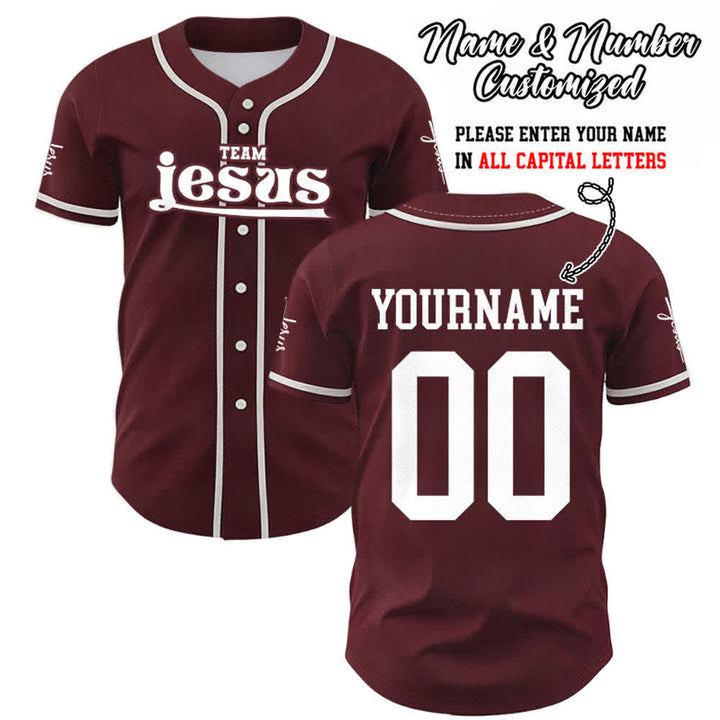 Christianartworkshop Bold Team Jesus Custom Name Number Unisex Custom Baseball Jersey - Wine - 5XL - Name & Number Customized - image 32