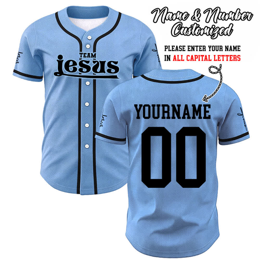 Christianartworkshop Bold Team Jesus Custom Name Number Unisex Custom Baseball Jersey - Blue - 5XL - Name & Number Customized - image 40