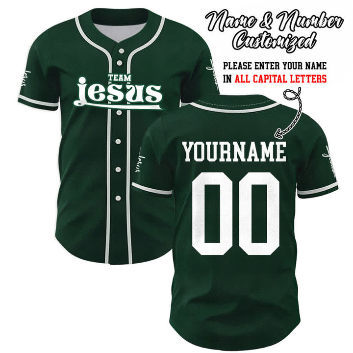 Christianartworkshop Bold Team Jesus Custom Name Number Unisex Custom Baseball Jersey - Green - 5XL - Name & Number Customized - image 48