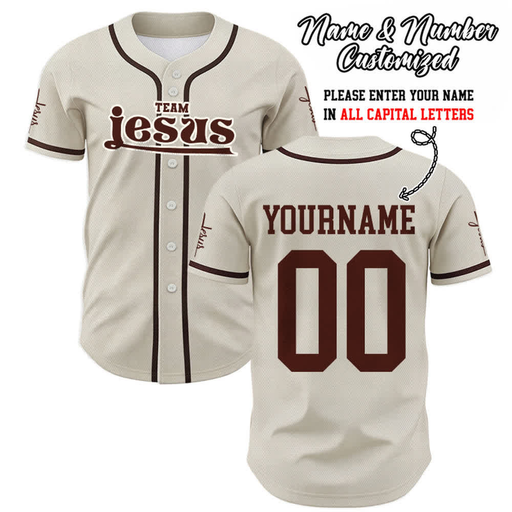 Christianartworkshop Bold Team Jesus Custom Name Number Unisex Custom Baseball Jersey - Apricot - 5XL - Name & Number Customized - image 56