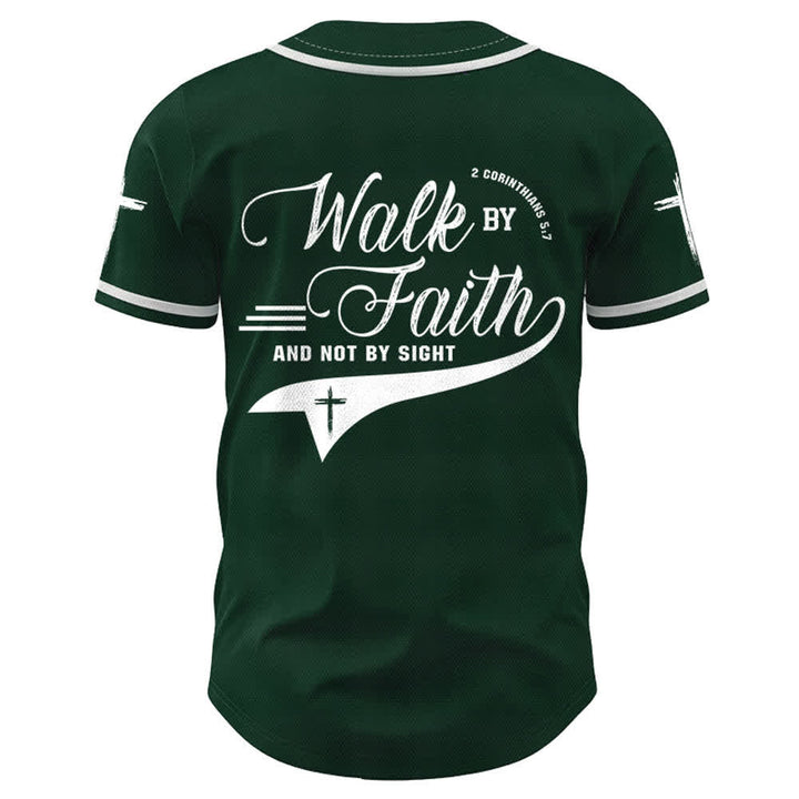 Christianartworkshop 2 Corinthians 5:7 “Walk By Faith And Not By Sight” Cross Statement Baseball Jersey - image 51
