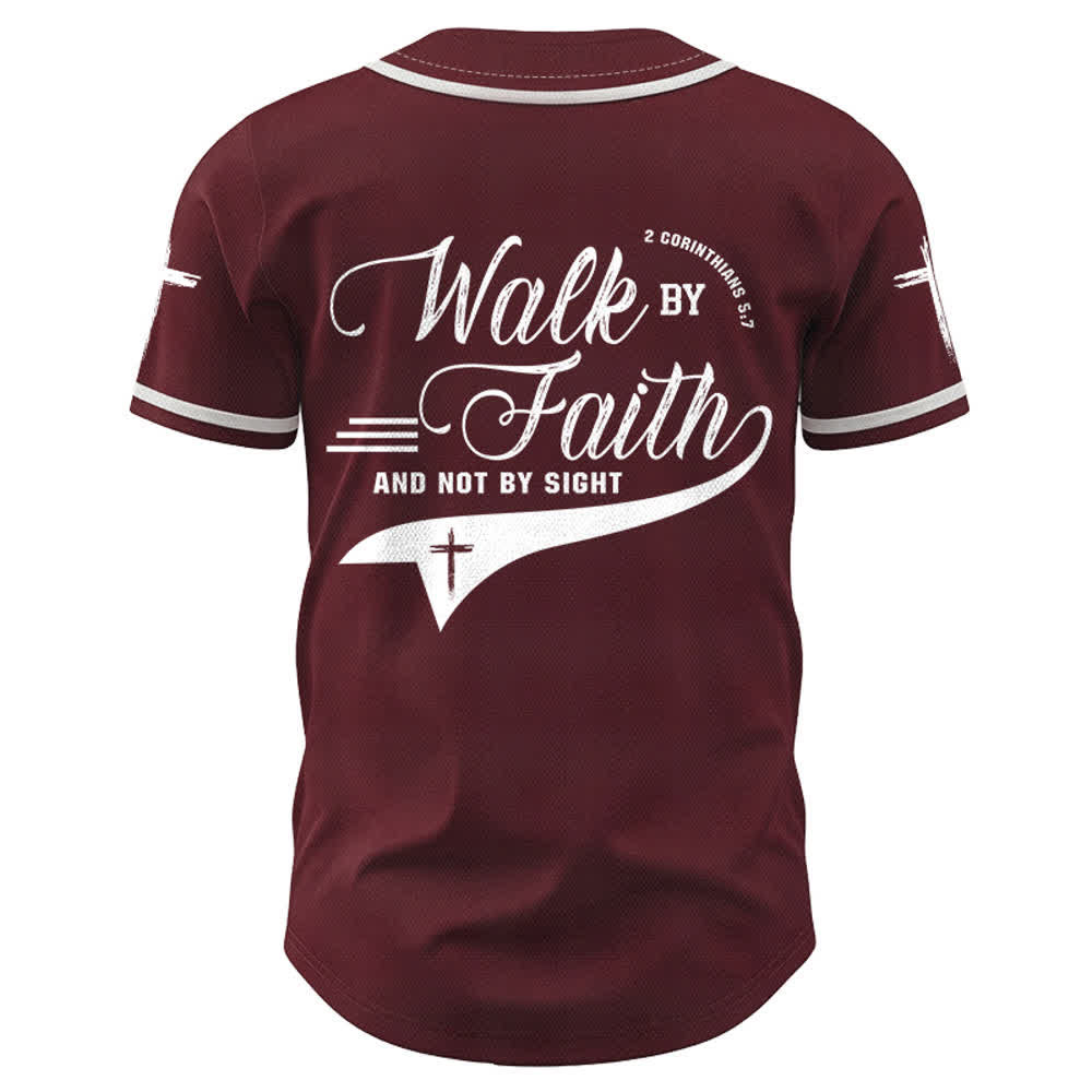 Christianartworkshop 2 Corinthians 5:7 “Walk By Faith And Not By Sight” Cross Statement Baseball Jersey - image 37