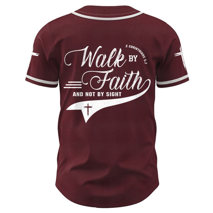 Christianartworkshop 2 Corinthians 5:7 “Walk By Faith And Not By Sight” Cross Statement Baseball Jersey - image 37