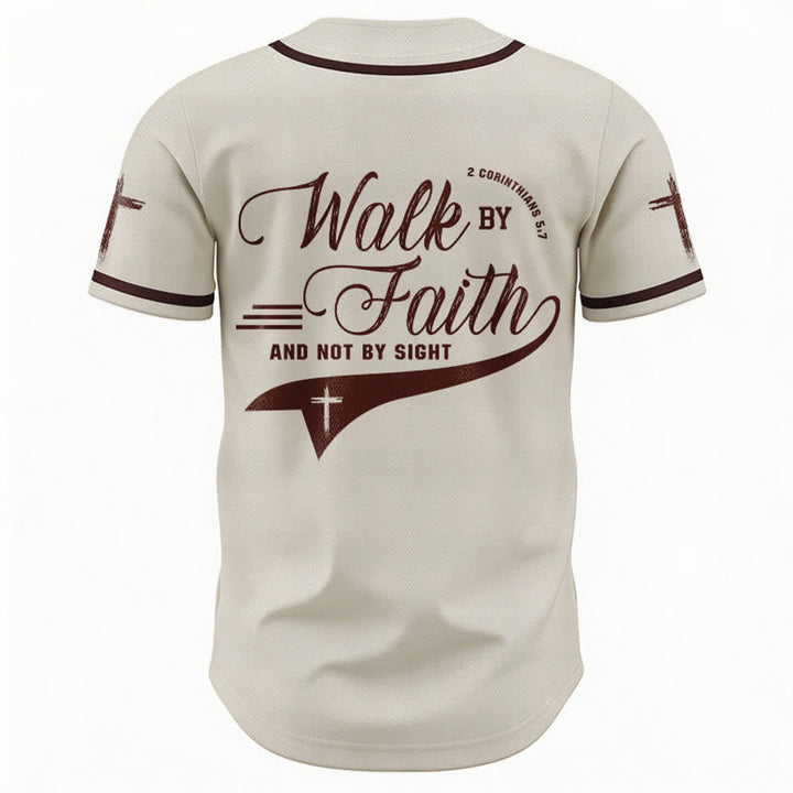 Christianartworkshop 2 Corinthians 5:7 “Walk By Faith And Not By Sight” Cross Statement Baseball Jersey - image 23