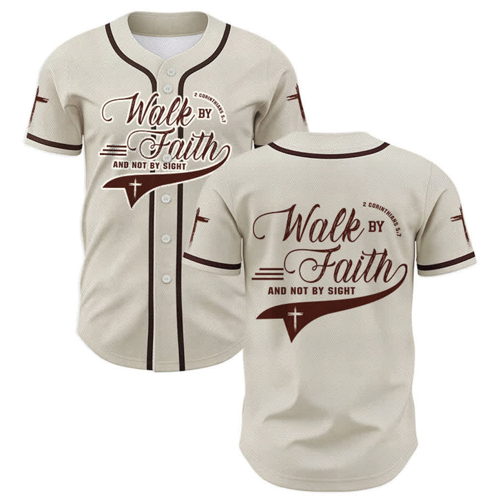 Christianartworkshop 2 Corinthians 5:7 “Walk By Faith And Not By Sight” Cross Statement Baseball Jersey - Apricot - 5XL - image 21
