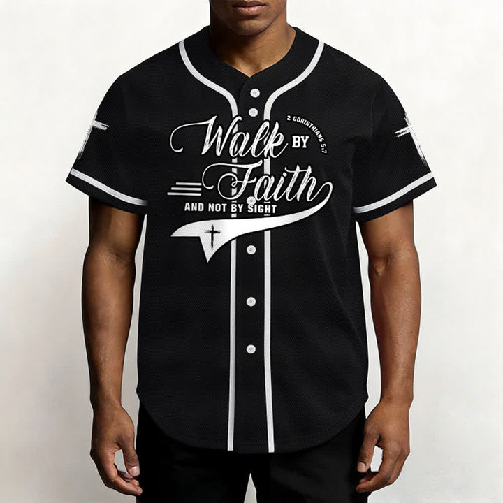 Christianartworkshop 2 Corinthians 5:7 “Walk By Faith And Not By Sight” Cross Statement Baseball Jersey - image 19