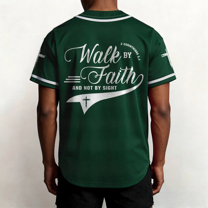 Christianartworkshop 2 Corinthians 5:7 “Walk By Faith And Not By Sight” Cross Statement Baseball Jersey - image 55