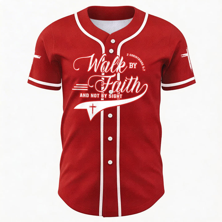 Christianartworkshop 2 Corinthians 5:7 “Walk By Faith And Not By Sight” Cross Statement Baseball Jersey - image 29