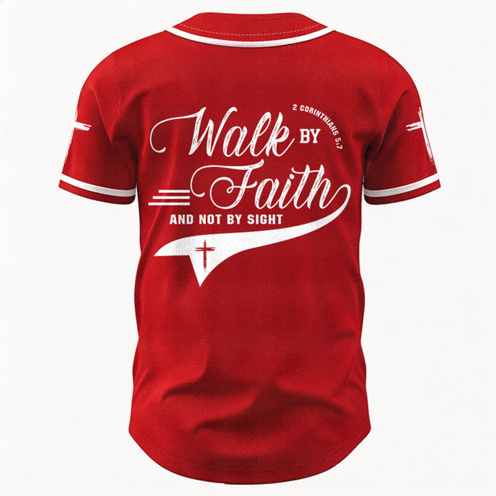 Christianartworkshop 2 Corinthians 5:7 “Walk By Faith And Not By Sight” Cross Statement Baseball Jersey - image 30