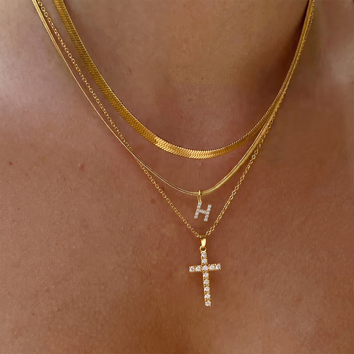 Christianartworkshop Sparkle Crystal Layered Initial Cross Necklace: Token of Personal Heavenly Grace - H - image 9