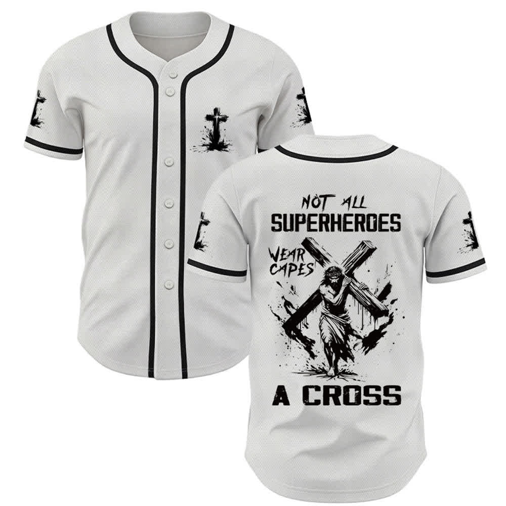 Christianartworkshop Not All Superheroes Wear Capes A Cross Unisex Baseball Jersey - White - 5XL - image 0