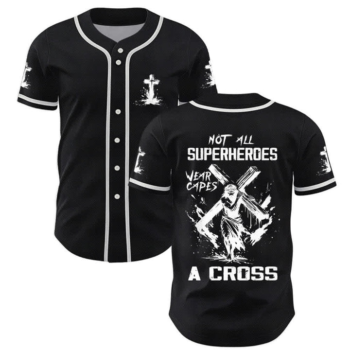 Christianartworkshop Not All Superheroes Wear Capes A Cross Unisex Baseball Jersey - Black - 5XL - image 7