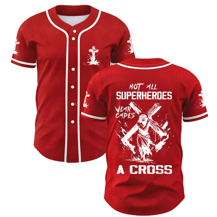 Christianartworkshop Not All Superheroes Wear Capes A Cross Unisex Baseball Jersey - Red - 5XL - image 14