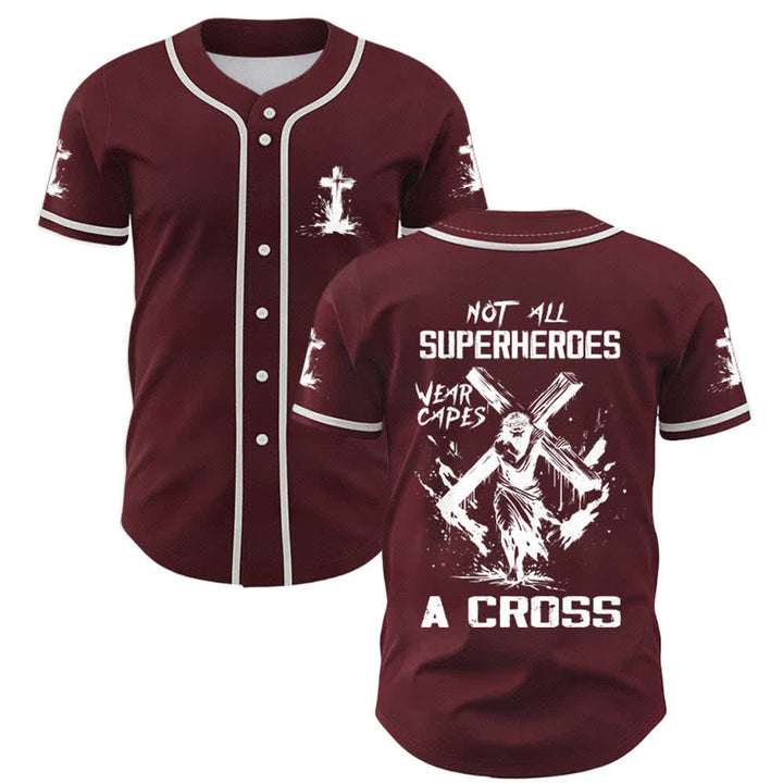 Christianartworkshop Not All Superheroes Wear Capes A Cross Unisex Baseball Jersey - Wine - 5XL - image 21