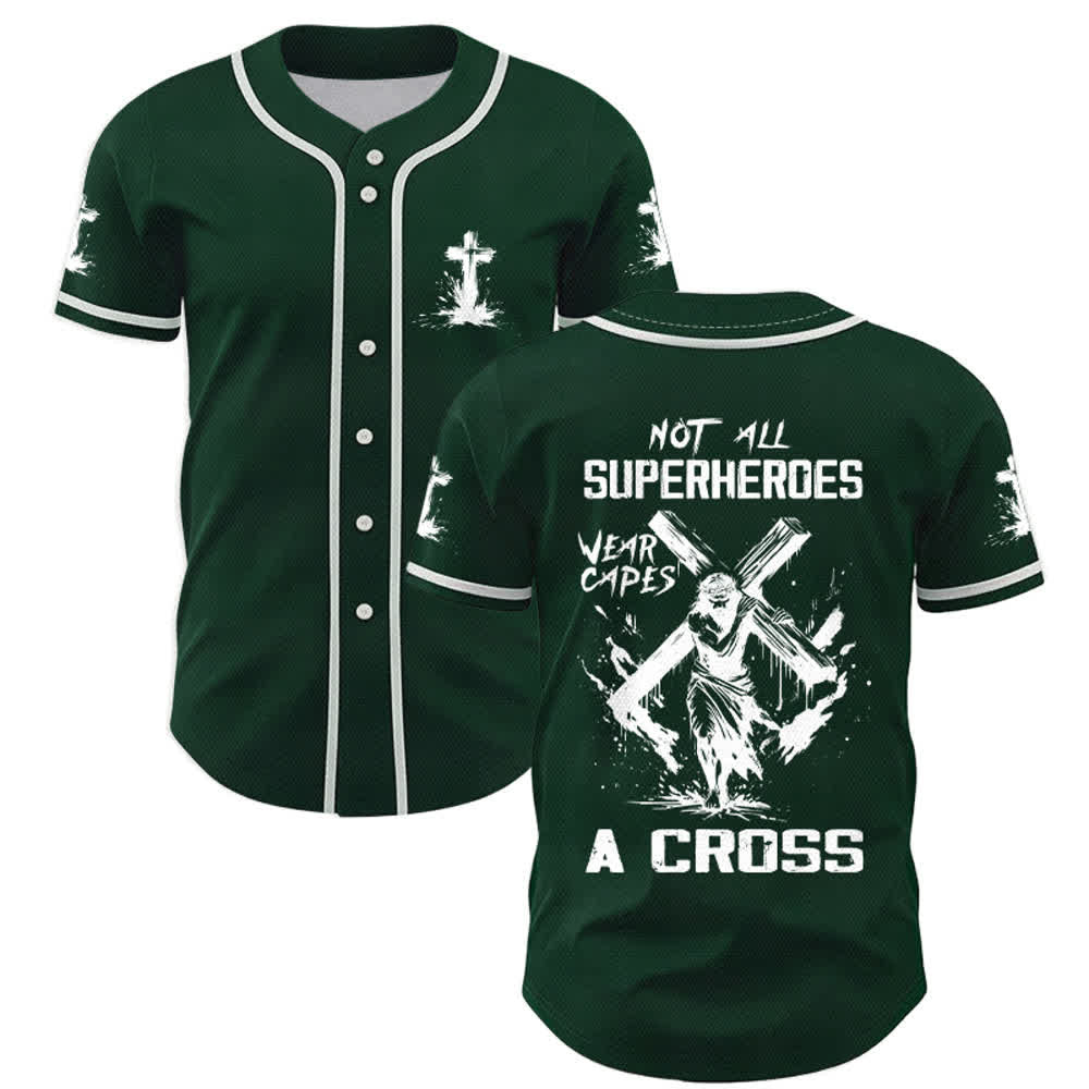 Christianartworkshop Not All Superheroes Wear Capes A Cross Unisex Baseball Jersey - Green - 5XL - image 42