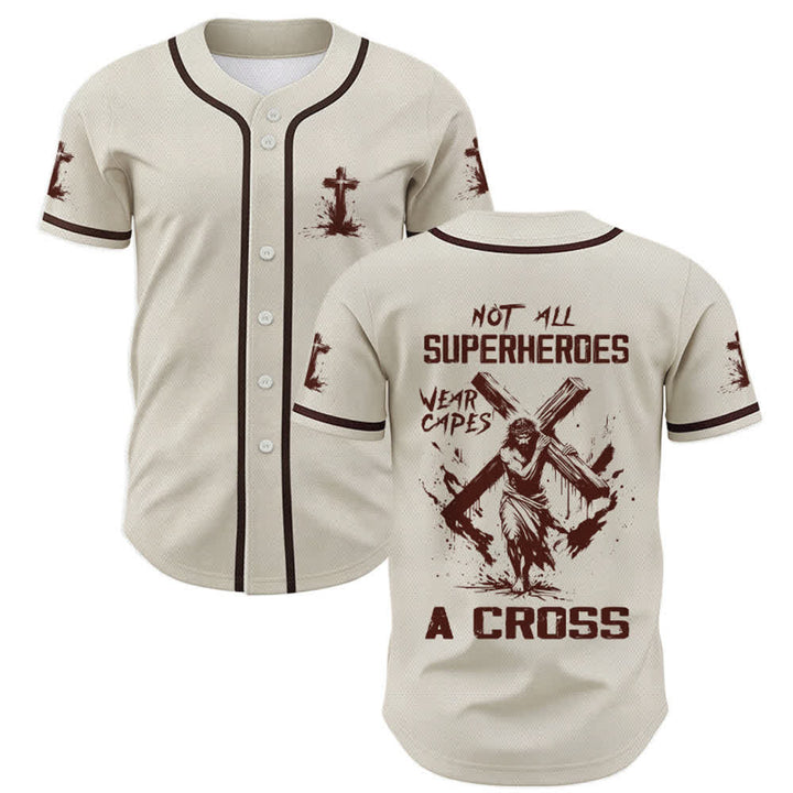 Christianartworkshop Not All Superheroes Wear Capes A Cross Unisex Baseball Jersey - Apricot - 5XL - image 49