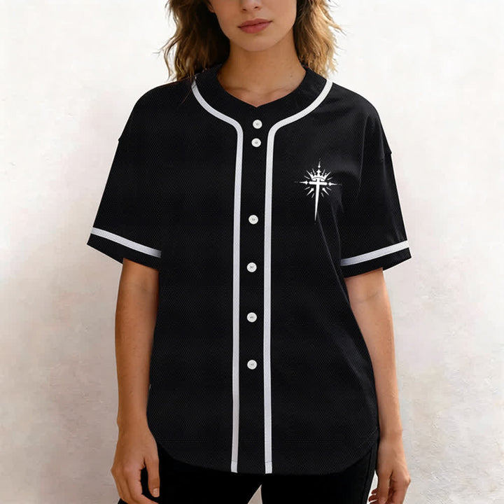 Christianartworkshop Jesus Is King Angel Wings Cross Faith Statement Custom Baseball Jersey - image 4