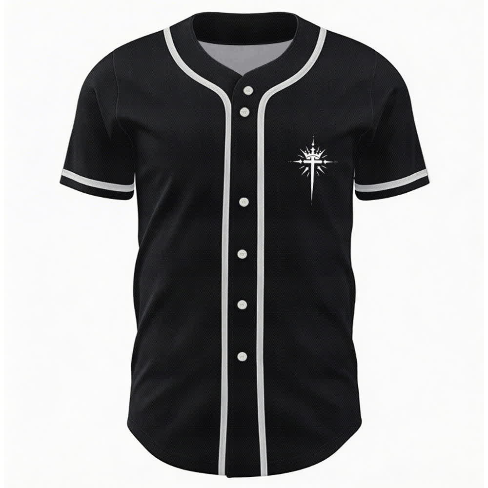 Christianartworkshop Jesus Is King Angel Wings Cross Faith Statement Custom Baseball Jersey - image 2
