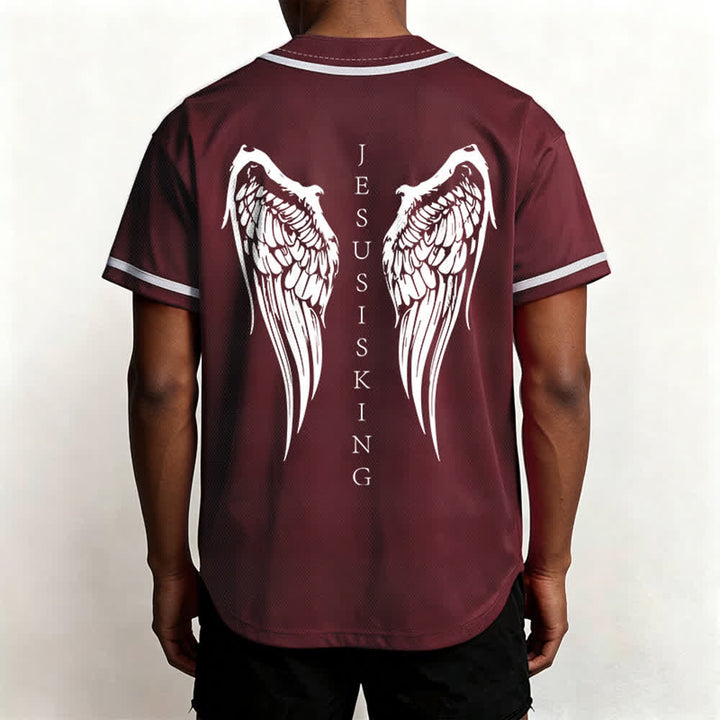 Christianartworkshop Jesus Is King Angel Wings Cross Faith Statement Custom Baseball Jersey - image 38