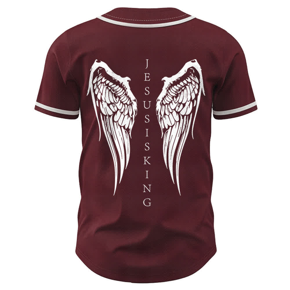 Christianartworkshop Jesus Is King Angel Wings Cross Faith Statement Custom Baseball Jersey - image 36