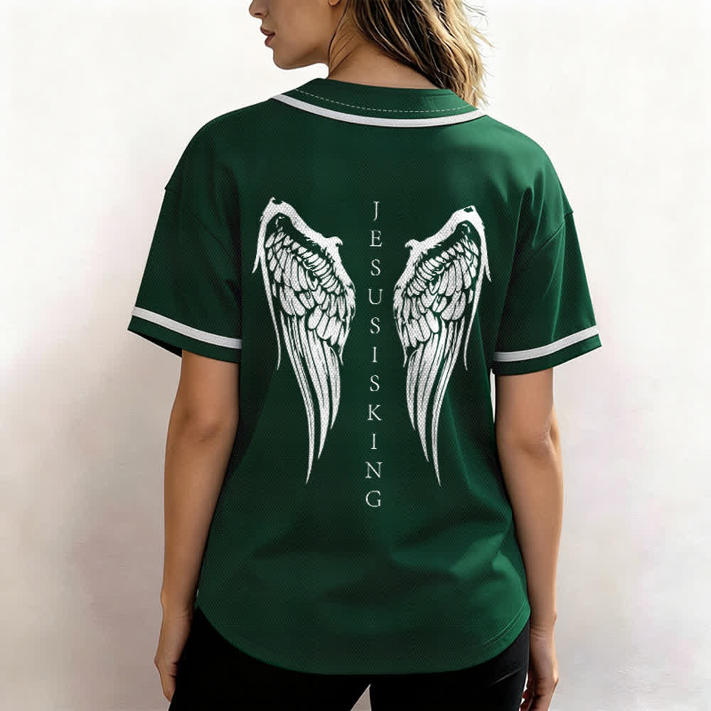 Christianartworkshop Jesus Is King Angel Wings Cross Faith Statement Custom Baseball Jersey - image 54