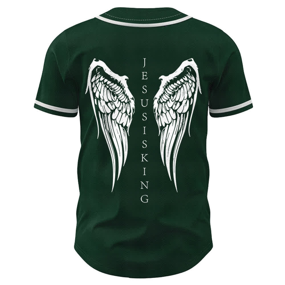 Christianartworkshop Jesus Is King Angel Wings Cross Faith Statement Custom Baseball Jersey - image 50