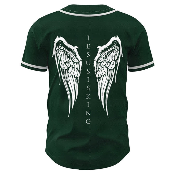 Christianartworkshop Jesus Is King Angel Wings Cross Faith Statement Custom Baseball Jersey - image 50