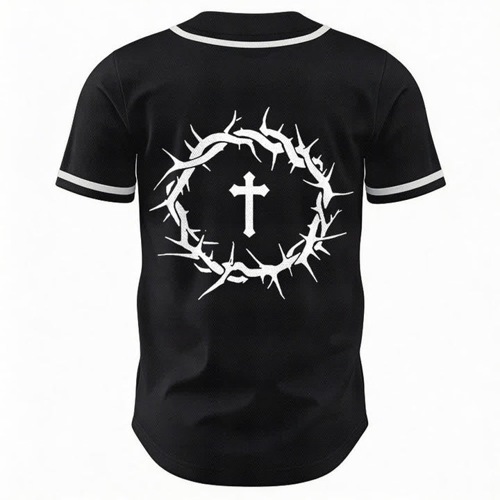 Christianartworkshop Faith Over Fear Deuteronomy 3:22 Crown of Thorns Cross Statement Baseball Jersey - image 9