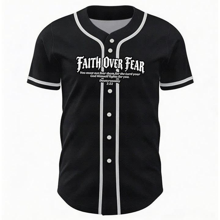Christianartworkshop Faith Over Fear Deuteronomy 3:22 Crown of Thorns Cross Statement Baseball Jersey - image 8