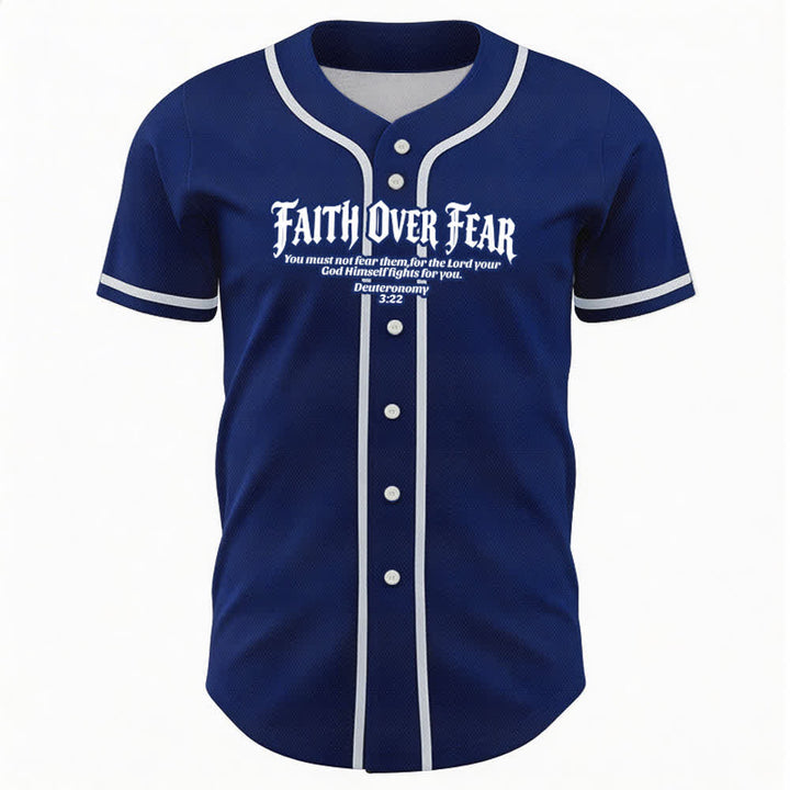 Christianartworkshop Faith Over Fear Deuteronomy 3:22 Crown of Thorns Cross Statement Baseball Jersey - image 22